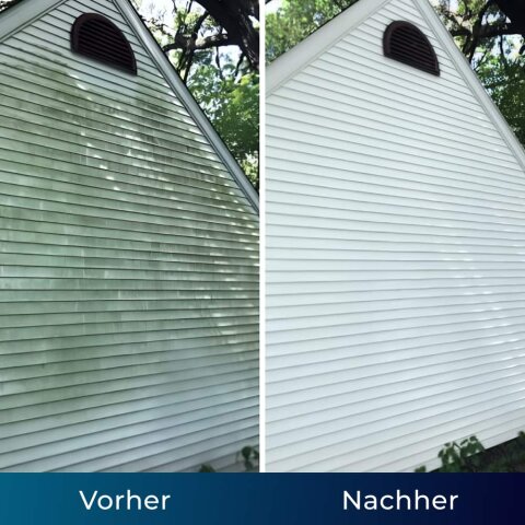 Jetterix Hochdruckwasserdüse Vorher-Nachher Reinigung auf Terrasse